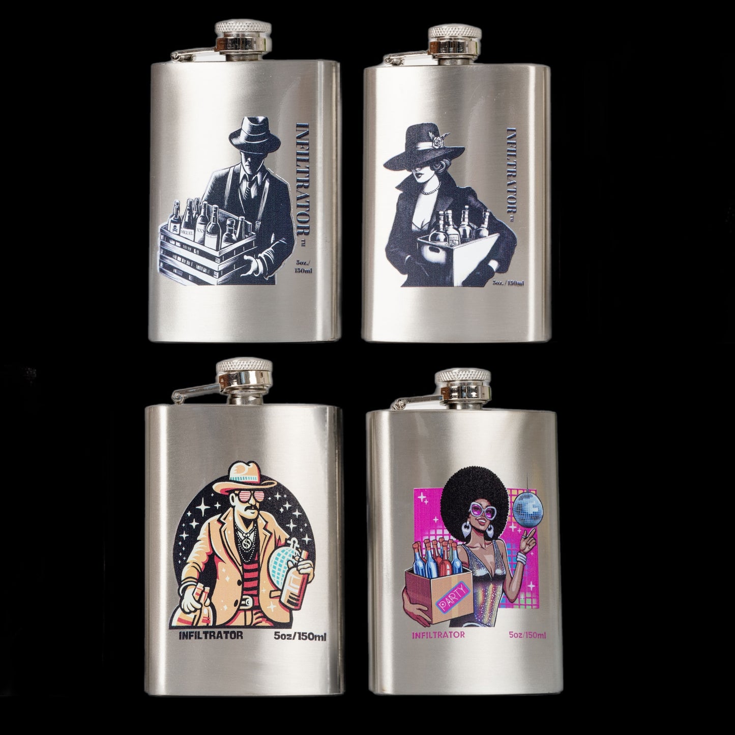 Stainless Steel Flask 4 Pack
