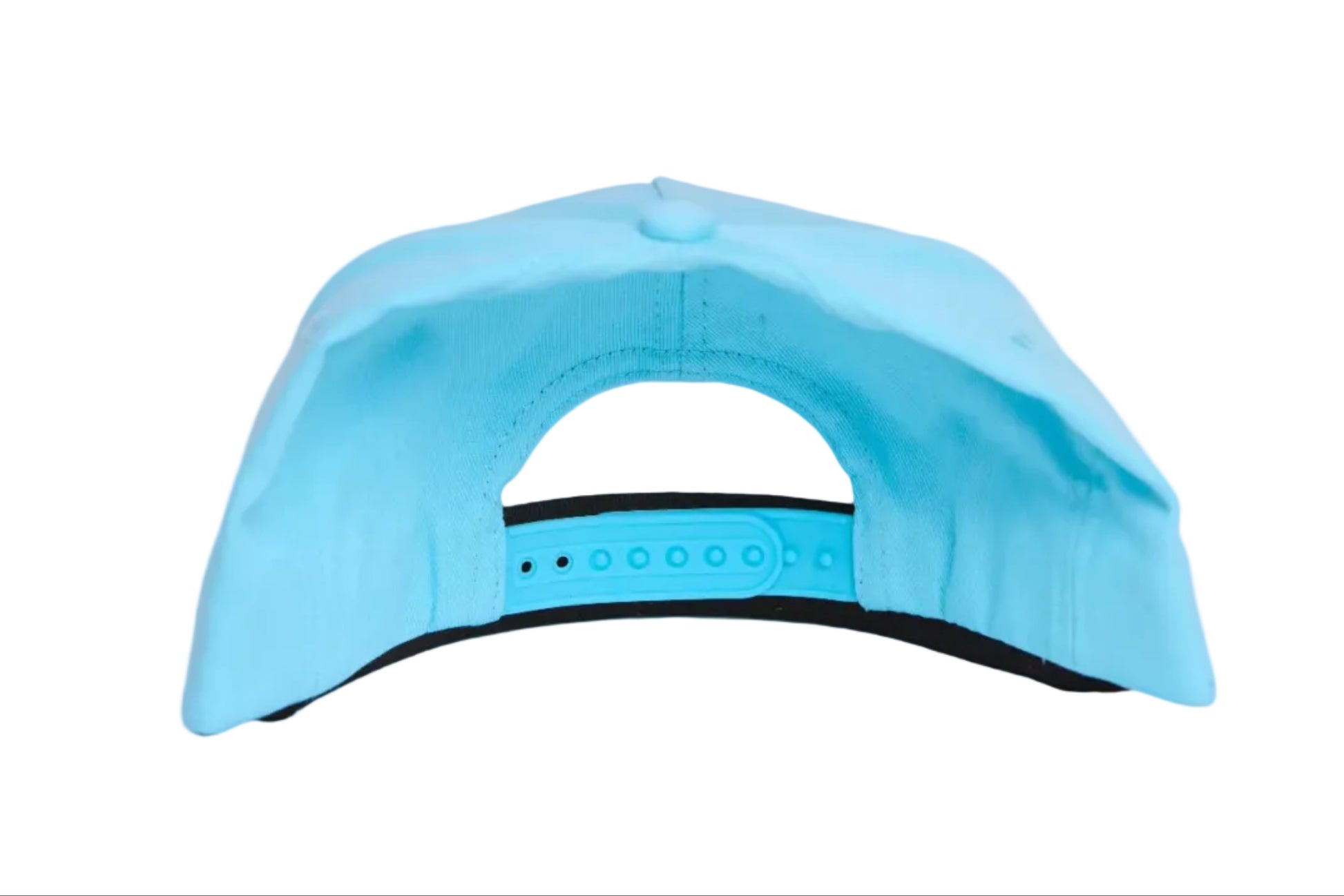 Light blue hat with a beach bus scene on the front patch