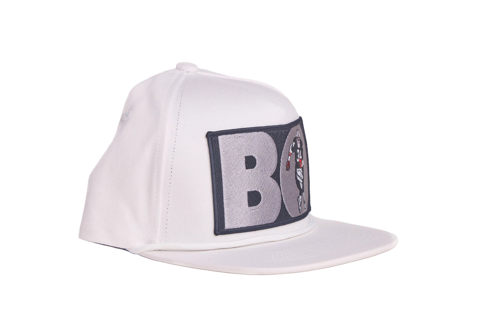 White hat with Bo Jackson patch on the front