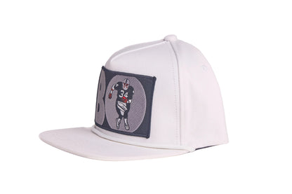 White hat with Bo Jackson patch on the front