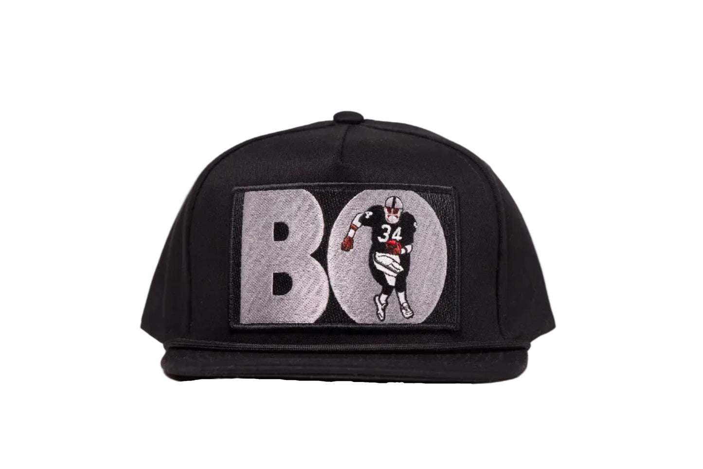 Black hat with Bo Jackson patch on the front 