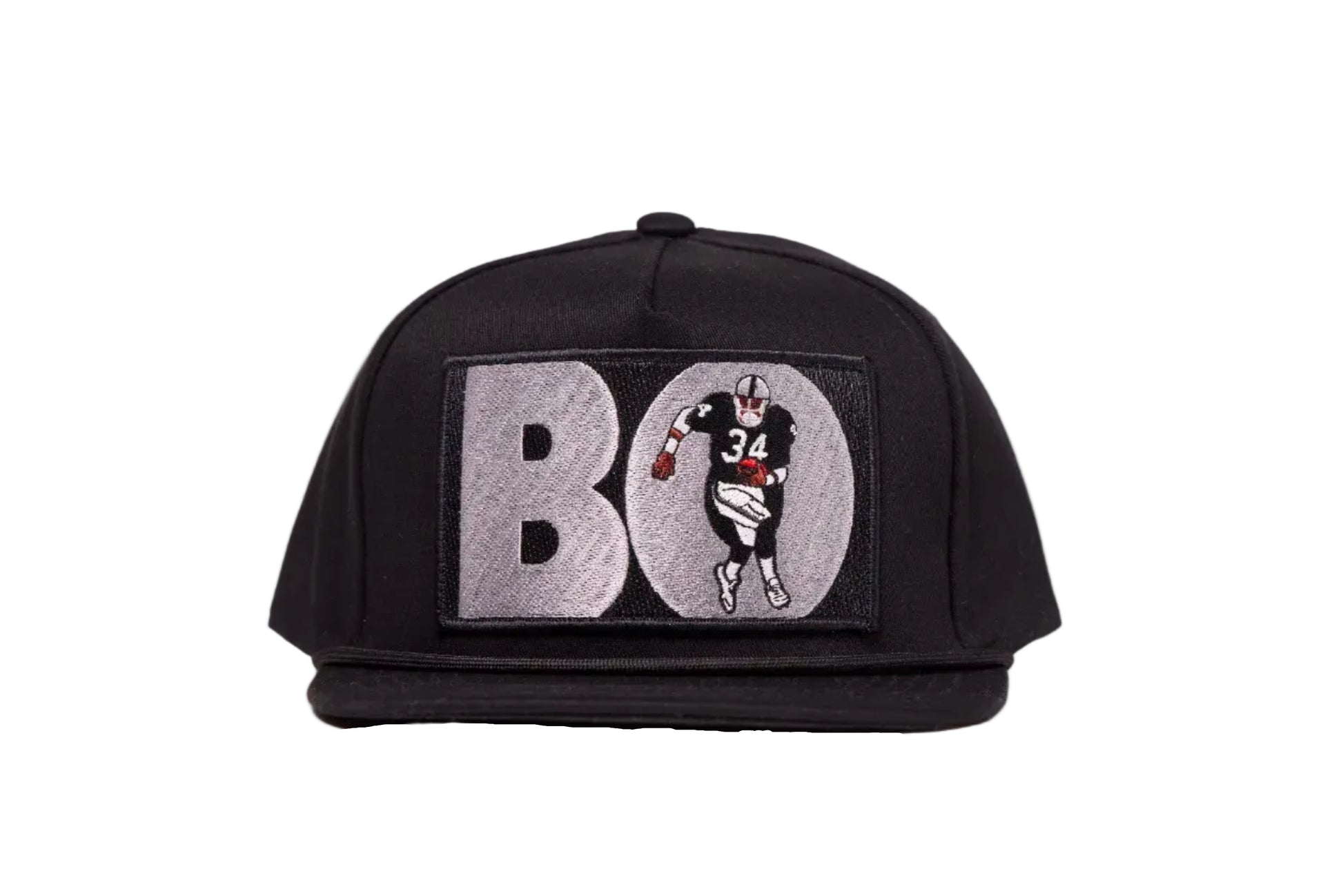 Black hat with Bo Jackson patch on the front 