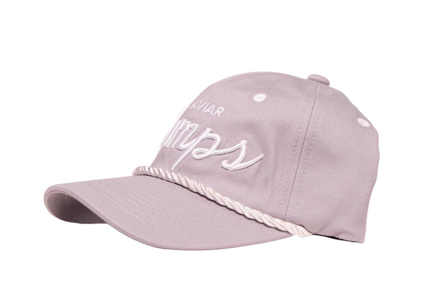 Gray Dad hat with 'Caviar Bumps' text on a white background