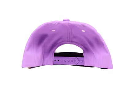 Lavender flat bill hat with 'Caviar Bumps' text on a white background