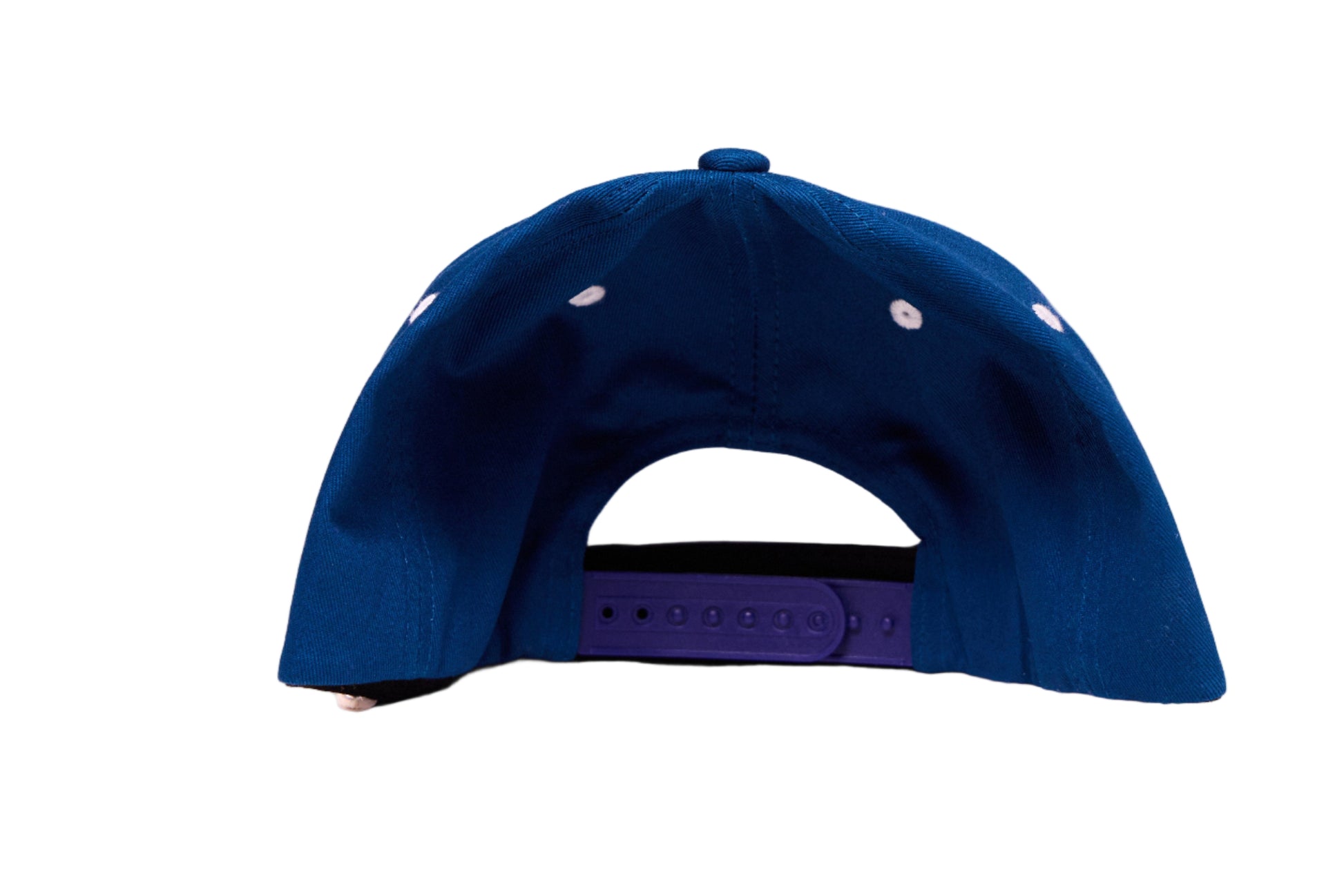 Navy blue flat bill hat with 'Caviar Bumps' text on a white background