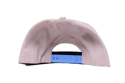 Gray cap with a Honolulu blue graphic of Detroit football player and text of the word Detrot