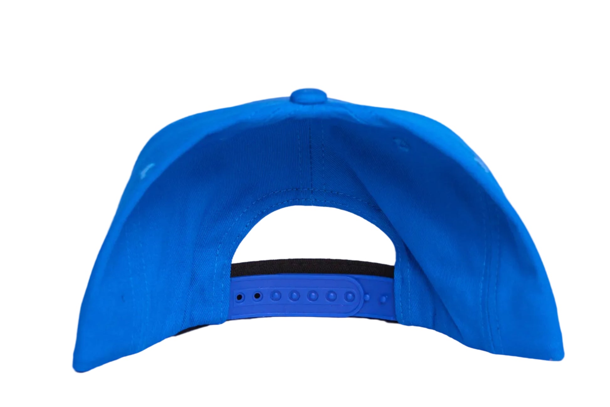 A blue hat featuring a photographic patch of Aaron Donald and Greg Gaines celebrating their Super Bowl win. 