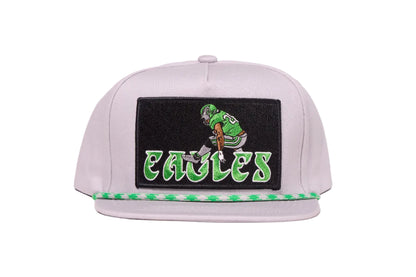 Grey hat featuring Saquon Barkley in his iconic backwards hurdle