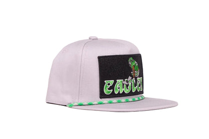 Grey hat featuring Saquon Barkley in his iconic backwards hurdle