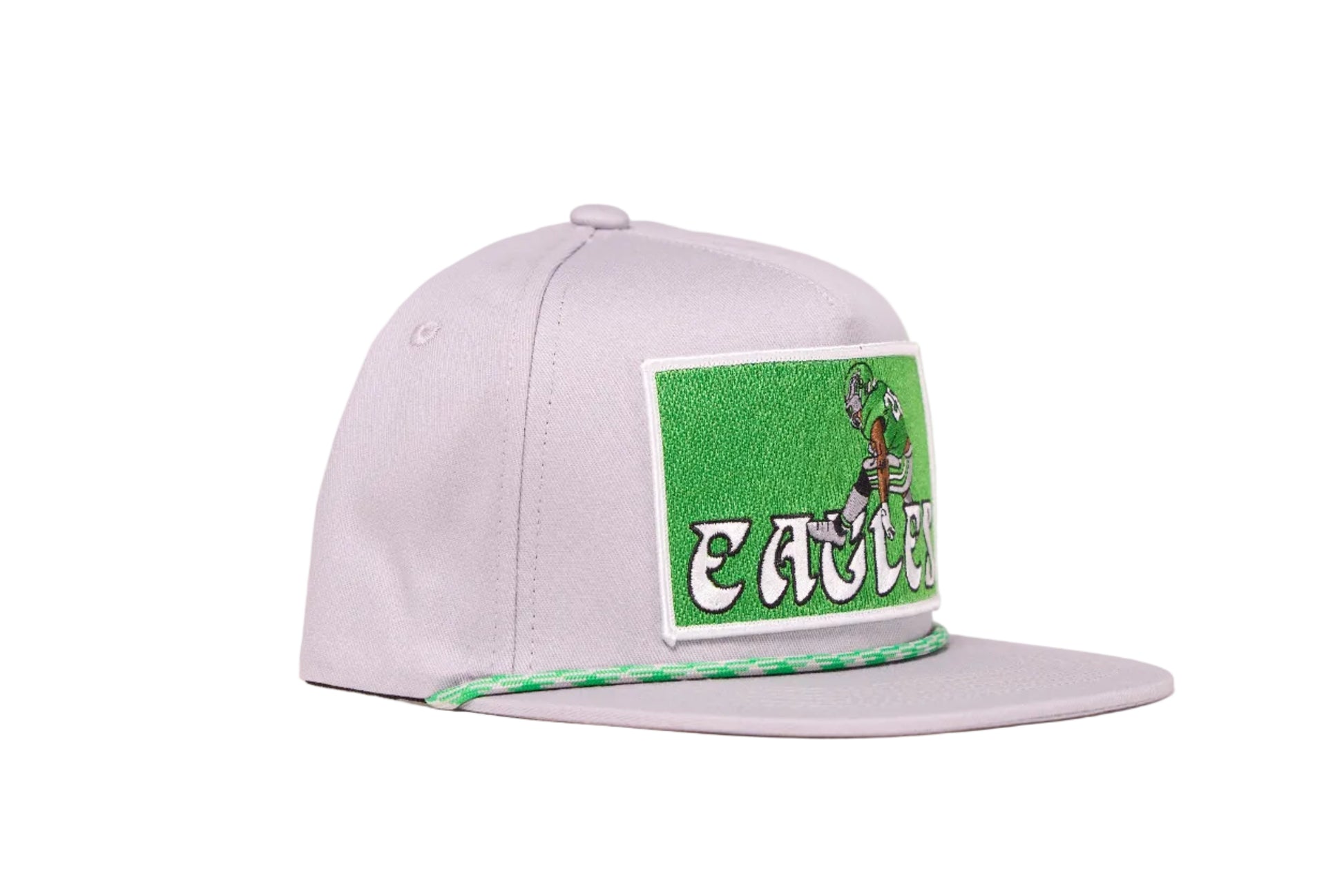 Grey hat featuring Saquon Barkley in his iconic backwards hurdle