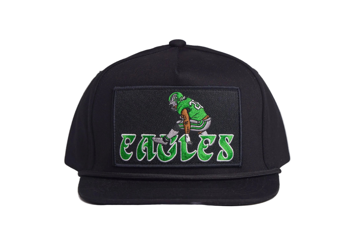 Black hat featuring Saquon Barkley in his iconic backwards hurdle