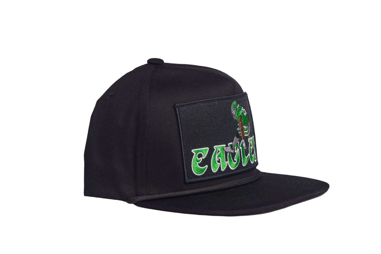 Black hat featuring Saquon Barkley in his iconic backwards hurdle