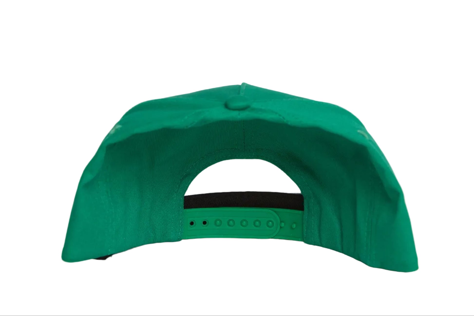 Green flat-bill hat with a patch of a fox in profile