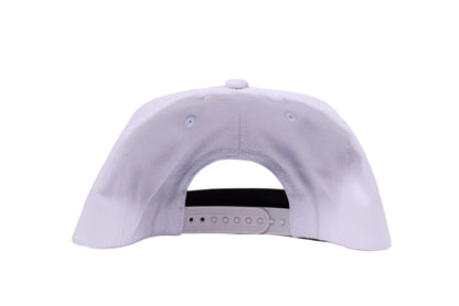 Grey flat-bill hat with a patch of a fox in profile