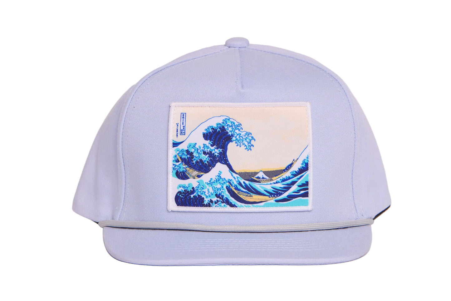 Grey cap featuring Hokusai's iconic painting of The Great Wave off Kanagawa from the series 36 views of Mt. Fuji