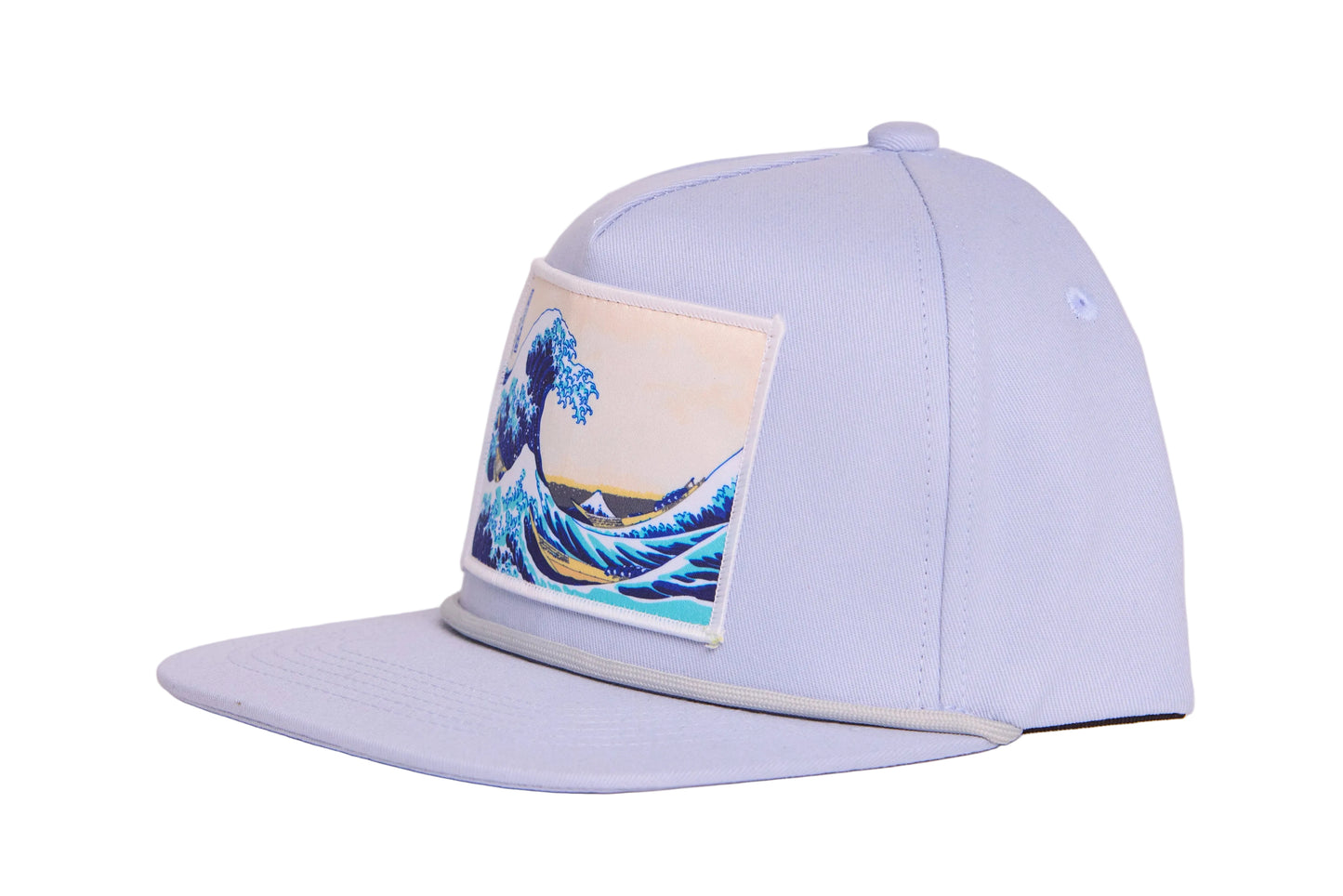 Grey cap featuring Hokusai's iconic painting of The Great Wave off Kanagawa from the series 36 views of Mt. Fuji