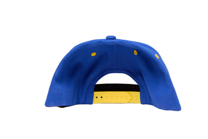 Blue cap depicting Puka Nacua diving for a football for Los Angeles