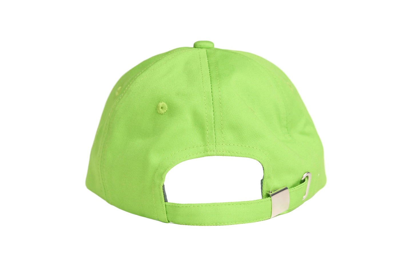 Light green unstructured dad hat with embroidered rainbow rain design