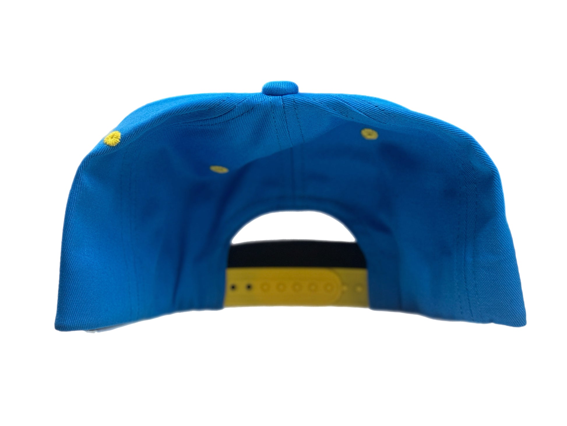 Blue cap with a yellow chenille star-shaped design