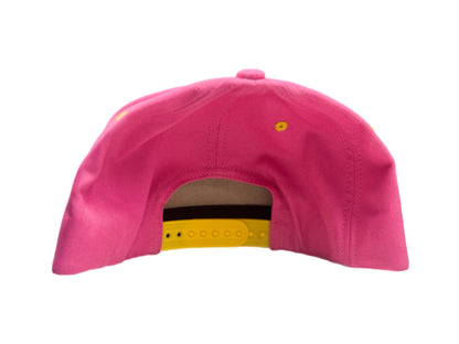 Pink cap with a yellow chenille star-shaped design