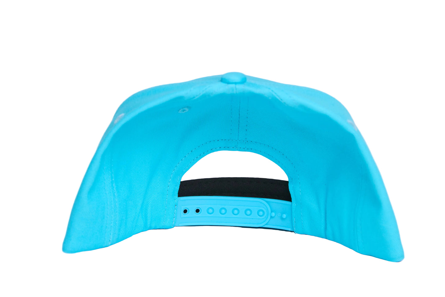 Turquoise hat with a surfing man patch design