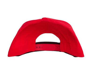 Red hat with embroidered patch design of The Catch