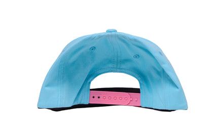 Baby blue hat with a 3-D embroidered unicorn design 