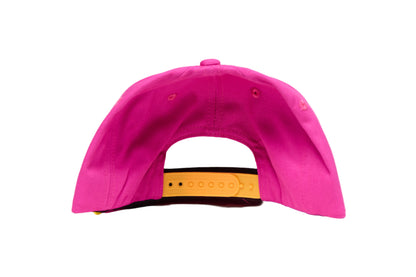 Fuchsia hat with a 3-D embroidered unicorn design 