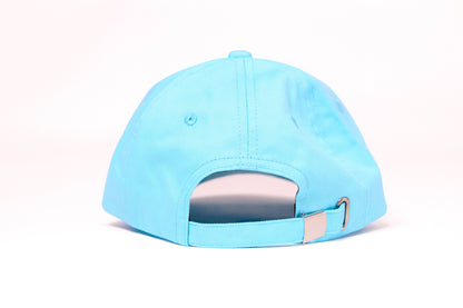 Baby blue dad hat with an embroidered unicorn design