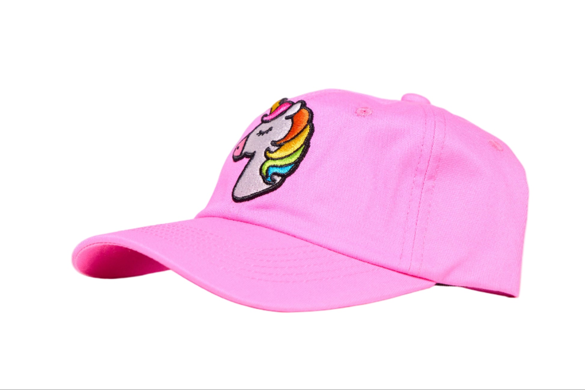 Light pink dad hat with an embroidered unicorn design