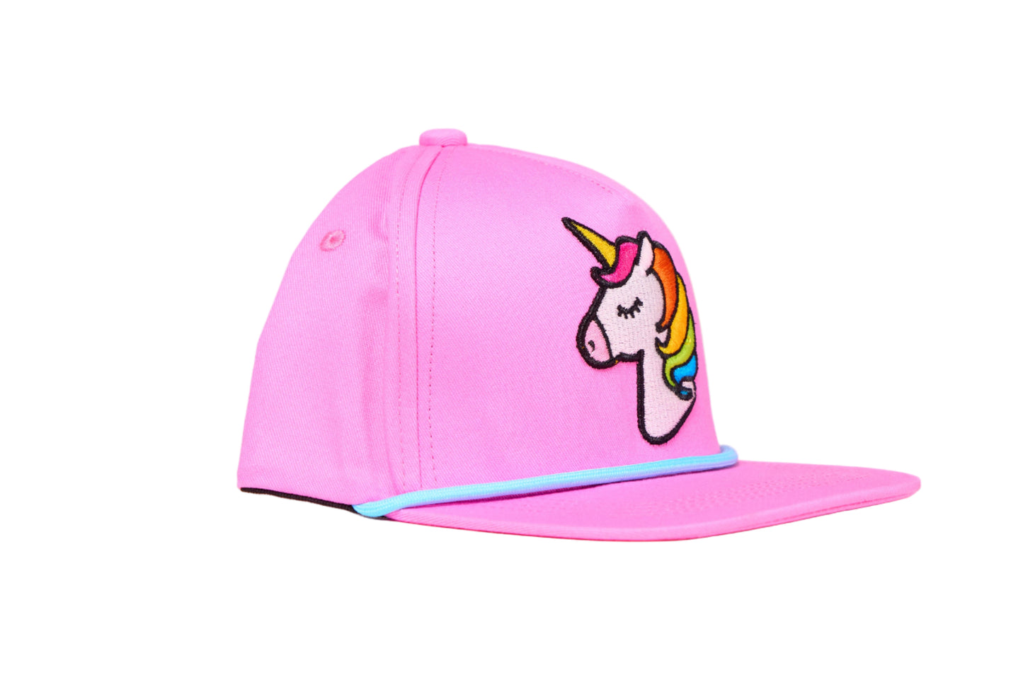 Pink cap with a 3-D embroidered unicorn design 