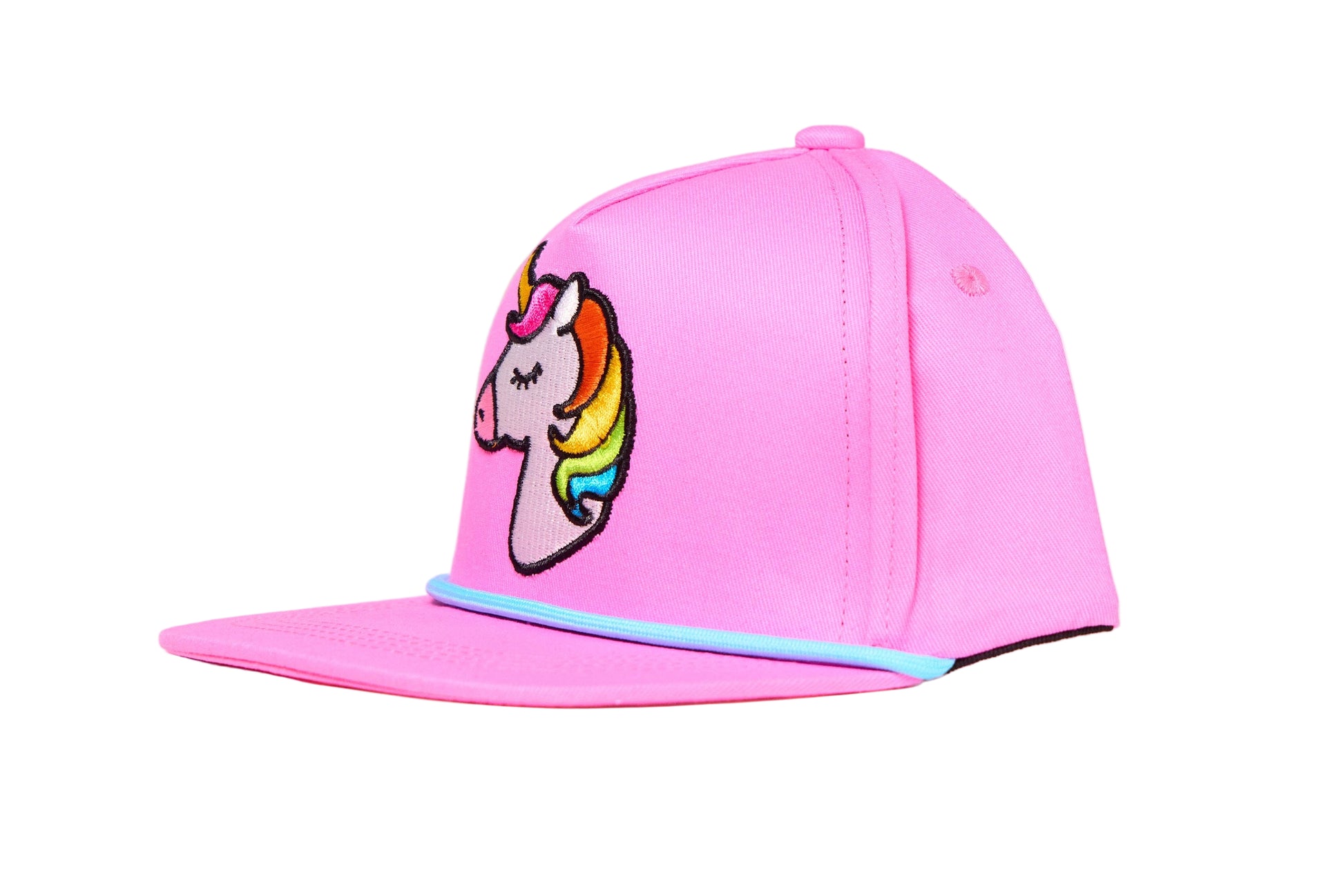 Pink cap with a 3-D embroidered unicorn design 