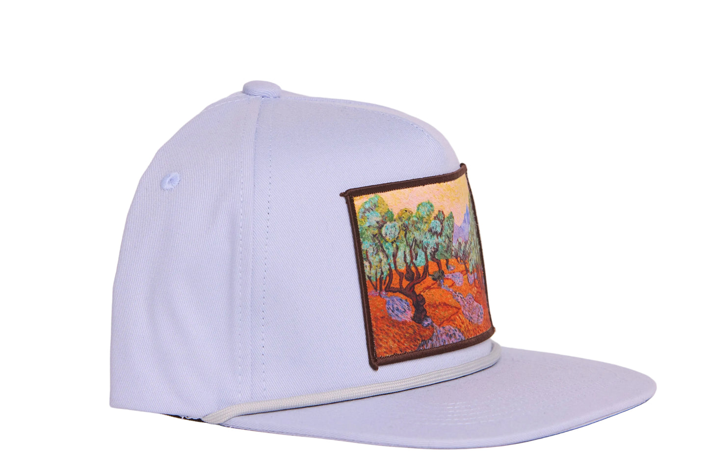 Grey ball cap with Van Gogh's Olive Grove painting on a patch