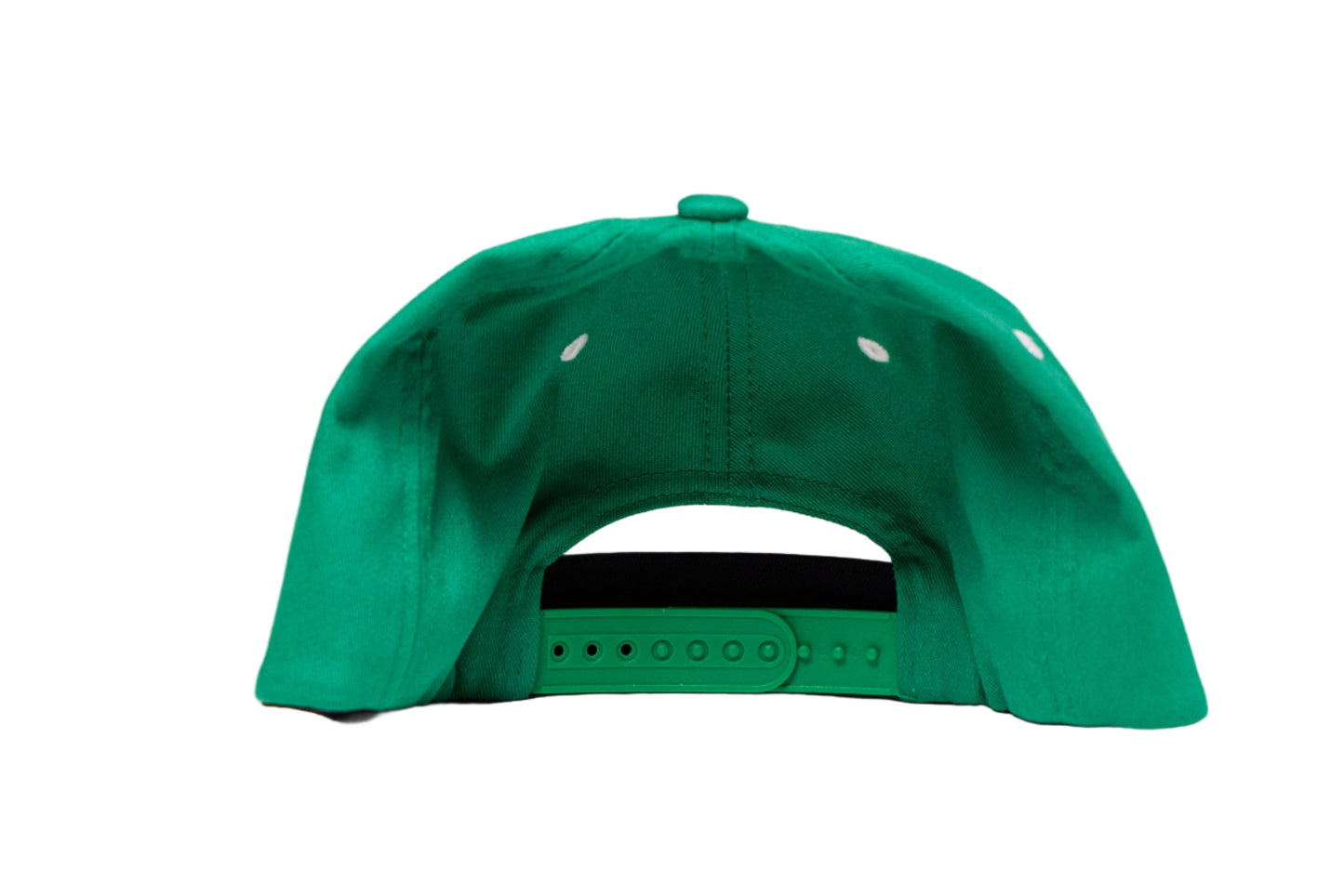 Green flat-bill hat with 'Vandelay Industries' written in 90s script