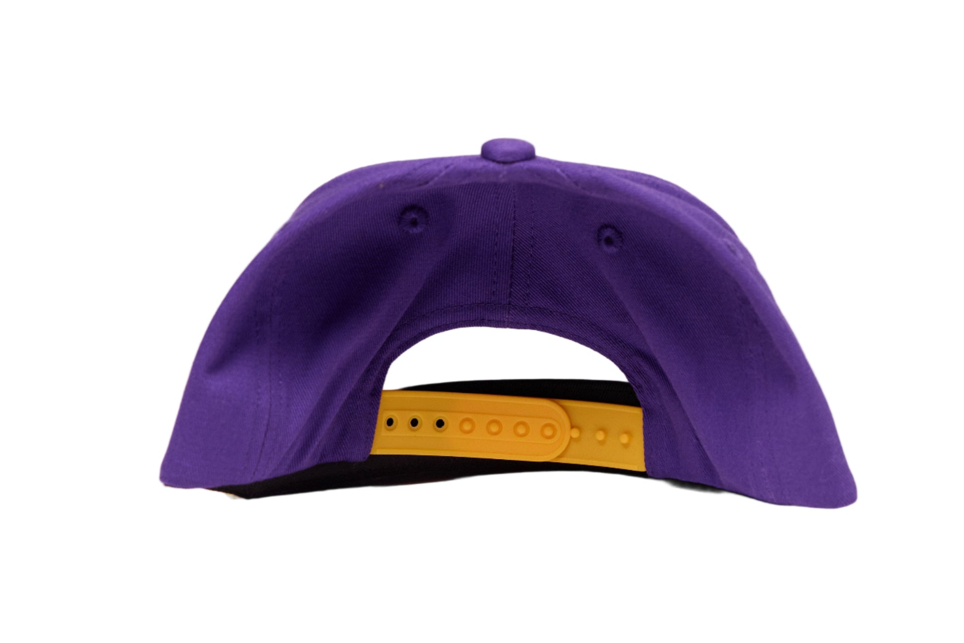 Purple hat with colorful embroidered graphic depicting a vinyl record album